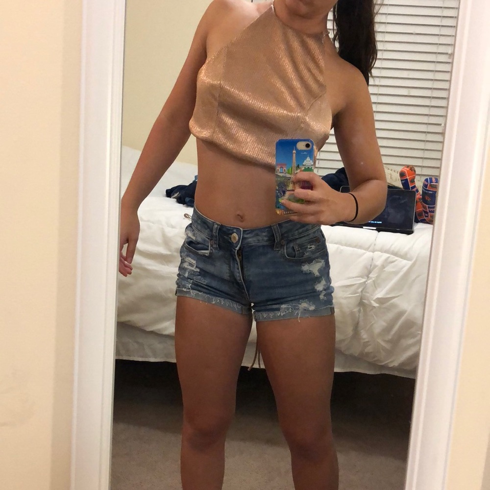 Crop top small glitter bronze